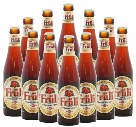 BEER HUNTER Fruli Strawberry Belgian Fruit Beer 330ml Bottles (12 Pack) – 4.1% ABV Sweet Strawberry Flavoured Belgian Wheat Beer, Beer Gift Set for Men and Women
