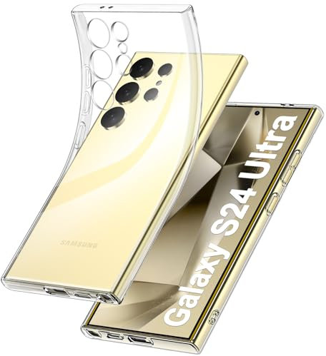 Opkiegrn Klar Handyhülle Kompatibel mit Samsung Galaxy S24 Ultra 5G Hülle mit Kameraschutz, Ultra Dünne Weiche TPU Silikon Klare Stoßfest Transparente Schutzhülle für Samsung S24 Ultra - Klar