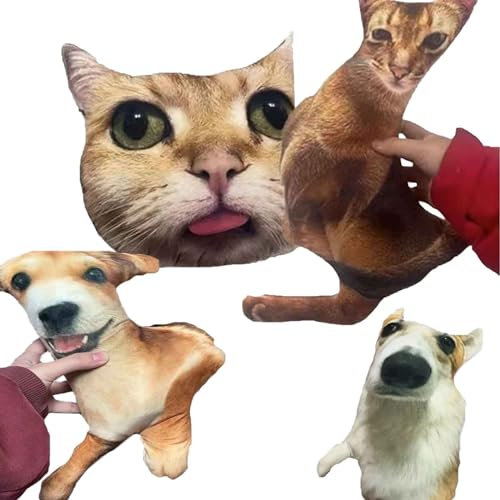 QINSHUI Maßgeschneiderte hässliche Haustierkissen, Customized Ugly Pet Pillows, DIY Abstract Personalized Custom Pet Pillow, Funny Cute Custom Cat Dog Pillow-No White Edges