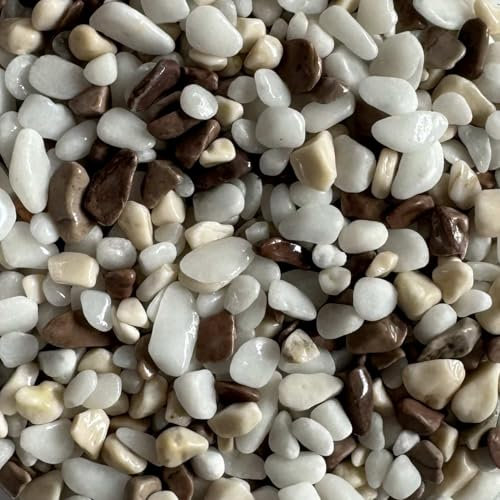 Steinteppich Epoxidharz Set Innen & Außen (ca. 28kg / 2-2,5m²) | 16 Farben | 25kg 2-4mm Marmorkies + 3L, 2K Epoxidharz Bindemittel | Für Balkon, Terrasse, Treppen, Garage (Bianco Avorio Marrone)