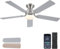Ventilatori da soffitto con luci, ventilatore da soffitto da 132 cm con luce e telecomando, basso profilo, ventilatore da soffitto moderno reversibile, ventilatore da soffitto per camera da letto
