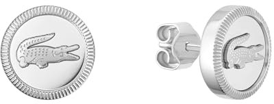 Lacoste Damen Schmuck Kollektion MEMENTO aus Edelstahl mit Krokodilgraviertem Anhänger – Halskette, Armband und Steckerohrringe