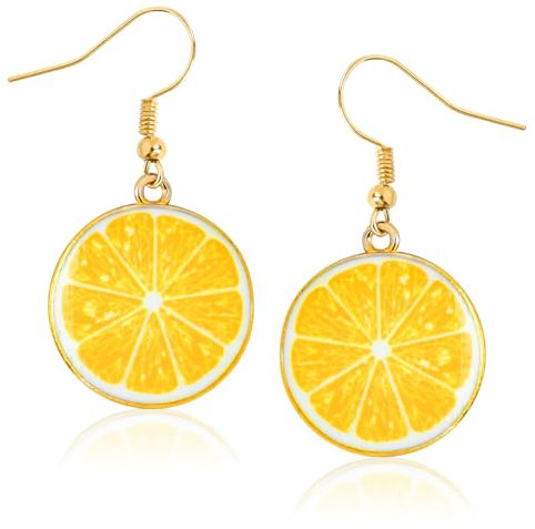 QIZHIQIAMY Zitrone Ohrstecker, Zitrone Ohrringe Damen, Hänger mit Fruchtmotiv, Legierungen, Karnevals Schmuck für Mädchen und Frauen (B)