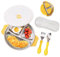 HAINLOGWANG Assiette Ventouse Pour Bébé, Acier Inoxydable Enfants Vaisselles Assiette, Ventouse Assiette Bebe avec trois compartiments et couvercle, pour chaises hautes, plateau et tables