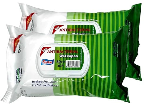 EasyClean Extra Large Kitchen Cleaning Wipes – 2 pack(160 counts), Lemon Scented, Anti-Bacterial, Streak-Free, Tough on Grease & Grime, Extra Strong & Quick Decontamination,Perfect for Daily Use