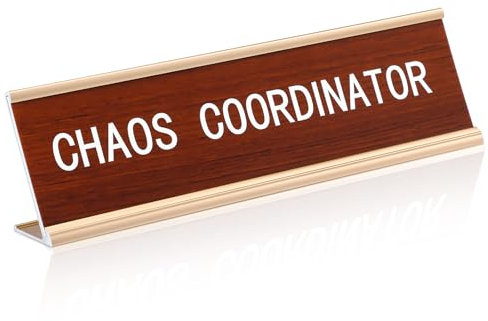 Weysat Lustige Schreibtischschilder für Büro, Chaos, Koordinator, lustiges Bürozubehör, Namensschild, Dekoration für Damen, Herren, Kollegen, Geschenk, Heimbedarf, Zubehör, 20,3 x 6,1 cm