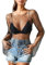 EMOTTOS Mujeres Rejilla Manga Acampanada Top, Ver a través Pulido Tela Suave Malla Transparente Tops Brillantes Diamantes imitación, Larga Glitter Fiesta Blusa Señoras Fiesta Verano Tops, Negro, M