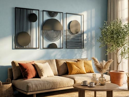 VAILLA Wanddeko Boho aus Holz 3D – Wandbild Wohnzimmer Schlafzimmer Büro | MDF Sperrholz, Lasergeschnitten, Mandala Makramee Boho, 5 Größen, Schwarz Silber Gold, personalisierbar, Eingang Esszimmer