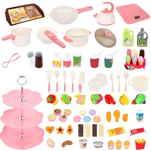 Sionhiuo Cuisine Jouet d'Imitation - Jeu Éducatif Maternelle avec Casseroles et Poêles,Set de Cuisine Créative avec Casseroles Ustensiles pour Garçons Filles Maison École Maternelle Salle de Jeux
