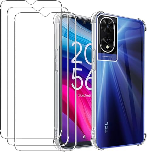 BNBUKLTD For TCL 501 505 [Slim Thin] [Shockproof] Flexible TPU Gel Soft Silicone Case Cover (Clear) [Transparent] & Glass Screen Protector (TCL 501)