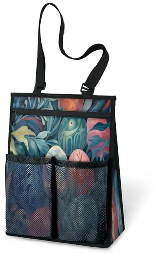 Ostereier-/Blumen-Aquarell-Duschtasche, tragbare Tragetasche, Dusch-Caddy, Taschen, zum Aufhängen, Kulturbeutel, Organizer für Reisen, Fitnessstudio, Camping, Strand, Badezimmer, Schlafsaal