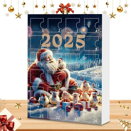 Qfdiwr Weihnachtsornamente Huhn | Adventskalender 2025 Countdown 24 Tage mit Küken | 2D Acryl Anhänger Niedliche Tieranhänger für Weihnachtsbaum Rückspiegel Auto