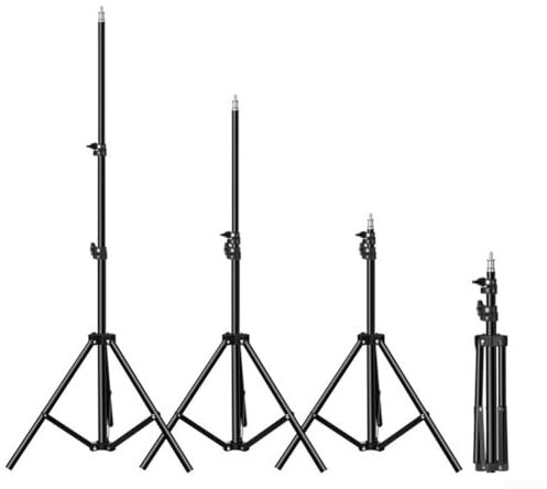 Adjustable Aluminium Alloy Tripod Stand 150cm Foldable Light Holder with 1/4 Inch Screw Mount for Microphone Ring Light Photography Presentation Recording Stage Studio Indoor Outdoor Use(120cm)