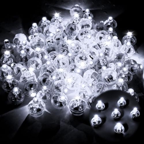 HuaMuDM LED Ballons Lichter,120 Stück Mini LED Ballonlichter Weiß | Ballonlichter,Runde led Ballons Lichter,Immer Hell,Hochzeit,Hallowee,Party Deko,Weihnachtsdeko,Geburtstagsdeko