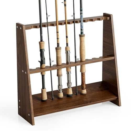 Hocomay Angelrutenhalter, Rutenständer, Rutenhalter für 10 Angelruten, Angelrutenhalter Billardstockhalter, Angelausrüstung für Männer, Väter, Angler 60 x 57 x 18.5 cm