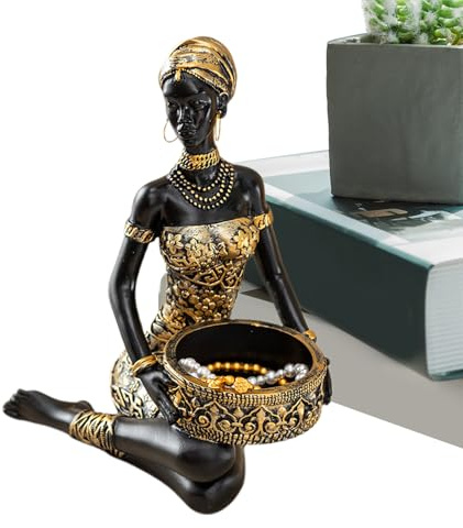 Generisch Afrikanische Figuren,Lustige Ästhetische Wohndekoration | Schwarz Goldene Frauen Figur Deko - Für Büro Zuhause Schlafzimmer Schreibtisch Schrank Eingangsbereich Süßigkeiten Schmuck