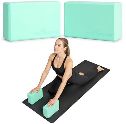 Yoga Block 2er Set, YogaBlöcke aus EVA-Schaumstoff, Blöcke Klötze, Yoga Zubehör für Damen und Herren, Gym Blocks, Klotz Meditation, Pilates, Stretching PRETORIANS (Blau)