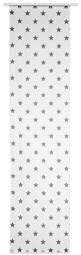 Elbersdrucke halbtransparenter Schiebevorhang Stars Allover 07 weiß-anthrazit 245 x 60 cm Flächenvorhang für Wohnzimmer Schlafzimmer Flur 197261