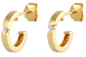 Elli DIAMONDS Earrings Women Creole with Diamond (0.03 ct.) in 585 Yellow Gold