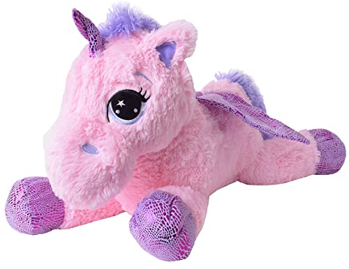 TE-Trend Flauschiges Stoffeinhorn 60 cm - perfektes Plüscheinhorn für kuschelige Stunden & magische Abenteuer - Zauberhaftes Kuscheleinhorn - Einhorn-Kuscheltier für kreative unvergessliche Momente
