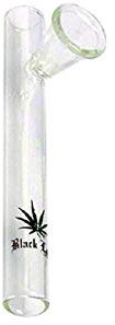Black Leaf Handpfeife, Glaspfeife, KAWUMM | 150 x 18 mm | Glas, klar | Motiv: Blatt, mit Trichterkopf | von bong-discount