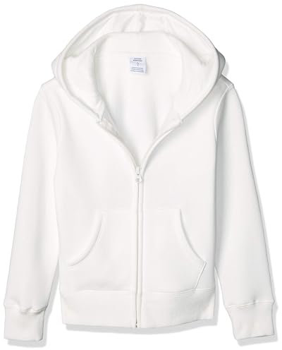 Amazon Essentials Felpe con Cappuccio Foderate in Pile con Cerniera Bambine e Ragazze, Bianco, 6-7 Anni