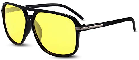 LumiSyne Gafas De Sol Polarizadas Hombre Gafas De Visión Nocturna Conducción Deportes Súper Ligero Marco Cuadrado Doble Puente UV 400 Al Aire Libre Viajar Caja De Regalo Amarillo