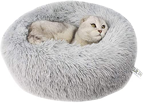 Queta Katzenbett Schöne Tierbett, Klein Hund Bett Haustierbett Plüsch Weich Runden Katze Schlafen Bett (60cm, Hellgrau)