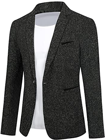 Allthemen Blazer Homme Élégant Suit Jacket Slim Fit Veste de Sport | Un Boucle Col Revers,Rétro Casual,Business Chic,Micro-Élasticité,Manches Longues,Lightweight Respirant,Fête Mariage Smoking