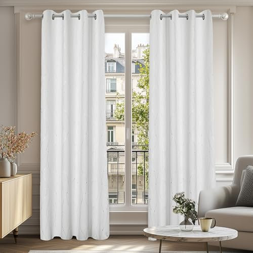 Deconovo Vorhang Blickdichte Gardinen Thermovorhänge Kälteschutz Verdunkelungsvorhänge mit Ösen Thermogardinen für Wohnzimmer, 183x140 cm(HöhexBreite), Silber Grau, 2er Set