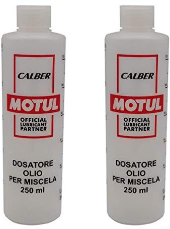 Eurex N. 2 Misurini Dosatori olio per miscela 250 ml con tappo, scala graduata e percentuali 2-4% 2,5-5% 3-6%