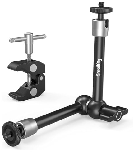SMALLRIG Clamp w/ 1/4 and 3/8 Thread and 9.8 Inches Adjustable Friction Power Articulating Magic Arm with 1/4 Thread Screw for LCD Monitor/LED Lights - KBUM2732B