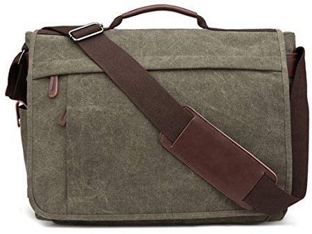 Herren Laptoptasche Arbeitstasche Handtasche, Messenger Bag for Männer, Weinlese-Wasser-beständige Waxed Canvas Satchel Laptoptasche Schultertasche mit gepolstertem Schultergurt Laptop Businesstasche