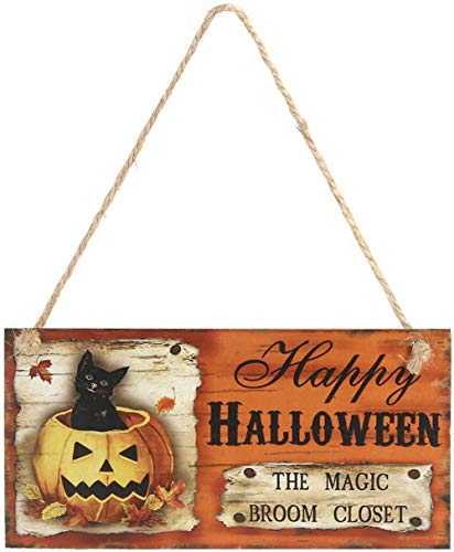 Happy Halloween The Magic Broom Closet Hanging Wall Sign Decoration Party Supply