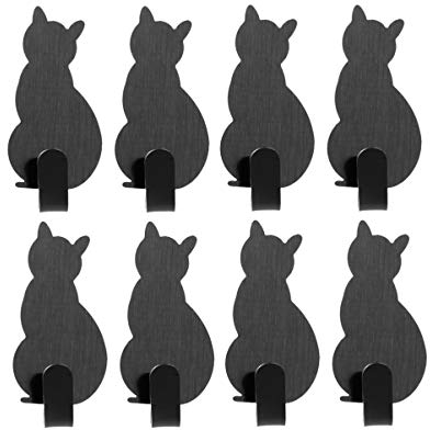 Angoily 8 Stück Klebehaken Katze Wandhaken Katze Selbstklebend Handtuchhaken Klebehaken Extra Stark Handtuchhaken ohne Bohren für Handtuch Mäntel Hüte im Badezimmer Küche