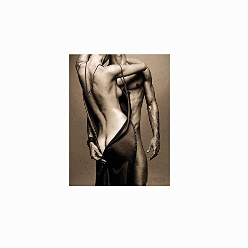 HONGC Sexy Poster Körper Gemälde Nackt Mann Frau Gemälde Bild Akt Frauen Gemälde Leinwand Kunstdrucke Erwachsene Erotik Schlafzimmer Badezimmer Dekor 40x60cm/15.7”x23.6” Kein Rahmen
