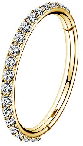 OUFER 20G 8mm Piercing Nez Hoop Anneaux Or 316L Acier Inoxydable Helix Hoop Hinged Anneau Septum clicker CZ Conch Daith Tragus Rook Cartilage Boucles d'oreilles Bijoux