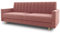 Schlafsofa Sara - Sofa mit Schlaffunktion und Bettkasten, Bettsofa mit Wellenfeder, Schlafcouch mit Holzfüße, Couch vom Hersteller, Couchgarnitur, Velours (Pink (Kronos 29))