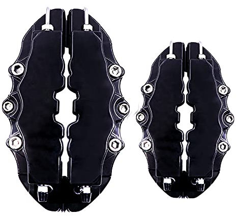 Caliper Covers,2 Pair Durable Quality Black ABS Plastic 3D Disc Brake Caliper Cover Front & Rear Car Brake Caliper Cover for 16~17 Inches,Black
