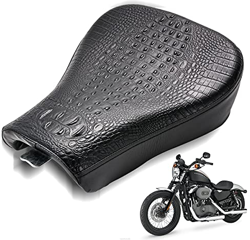 TUINCYN Motorrad Sitzkissen Solo Front Rider Fahrersitz Nähte Kunstleder Sitzpolster Fahrradsitz Kompatibel mit Har-ley Sportster XL 48 1200X 72 1200V Street Bob Bar Hopper (Krokodil Schwarz)