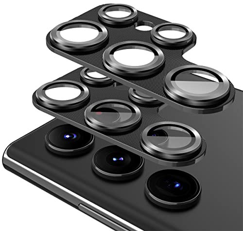 Diruite 2-Pack Compatible with Samsung Galaxy S22 Ultra Camera Lens Screen Protector, HD Tempered Glass + Aluminum Frame Camera Lens Screen Protector