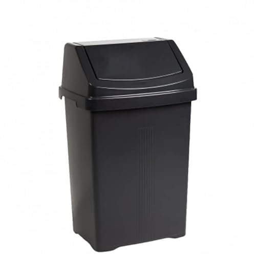 JMS we create smile Plastic Swing Lid Bins Recycle Waste Dust Bin 8/25 /50 L Home Kitchen Office (Midnight Grey/Dark Grey, 25 Litre)
