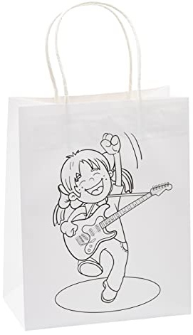 K3T 80013 Geschenk-/Ausmaltüten Musik, 3er Packung, Größe: Mittel (HxBxT 23 x 18 x 10 cm)