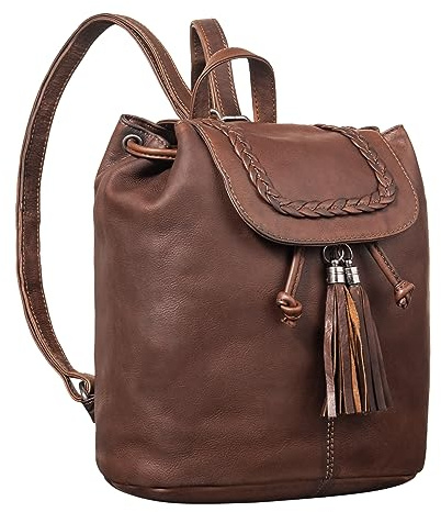 STILORD Enisa Vintage Leder-Rucksack Damen Echtleder Klein - Moderner Tagesrucksack Daypack Cityrucksack Rucksackhandtasche Damenrucksack für Shopping Reisen Freizeit Farbe:sila - braun