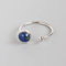 Ring Verstellbar,925 Sterling Silber Vintage Verstellbare Ringe Lapislazuli Stein Natürlicher Kristall Offene Ringe Silberfarbe Cabochon Reiki Fingerringe Schmuck Hochzeitsgeschenk Für Damen Männ