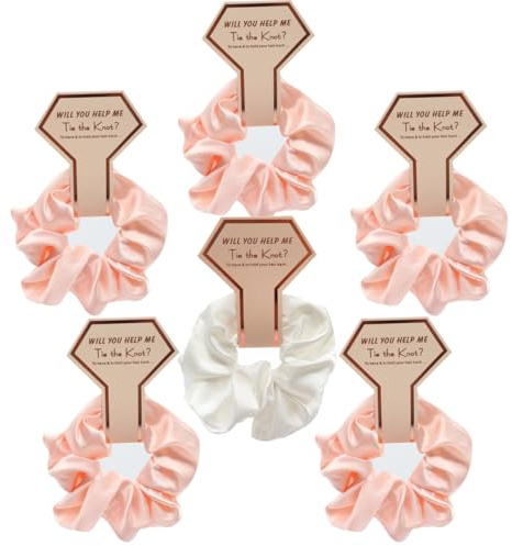 ZOOMPIL 6 Stück Satin Braut Haargummis, JGA Accessoires Frauen, Weiß ＆ Rosa | Hochzeit Modisches Baumwolle Haarband Braut Präsent Party Zubehör Dekoration für Hochzeit