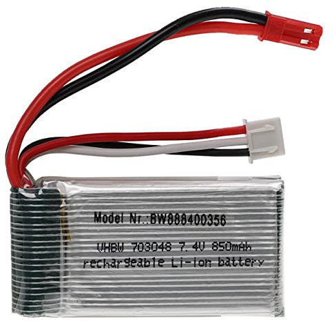 vhbw Akku kompatibel mit BEC Stecker für Modellbau z.B. Racing Car, Helikopter, Flugzeug (850mAh, 7,4V, Li-Polymer, 54 x 29 x 17,5 mm)