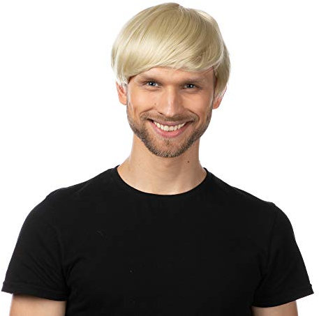 Mens Short Wigs Fancy Dress Costume Cosplay Ginger Wig Black Wig (Blonde)