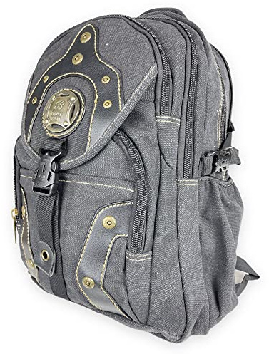 kennydoo großer Rucksack von Babyfish/Damen und Herren Canvas Backpack/Laptopfach (schwarz)
