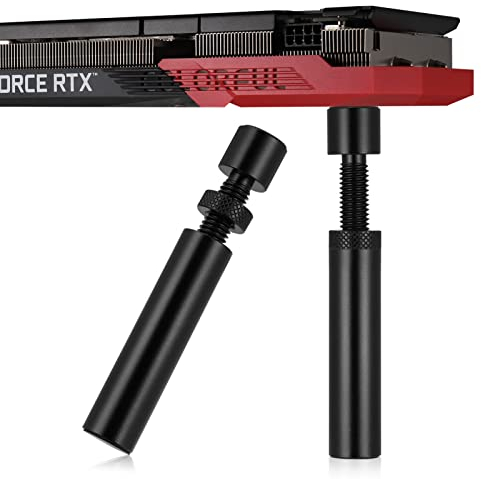 JIZZU Soporte para GPU de Altura Ajustable, 2 Unidades de Soporte para Tarjetas Gráficas, Soporte para GPU, Negro para Tarjeta Gráfica de Aluminio, 72 mm - 120 mm